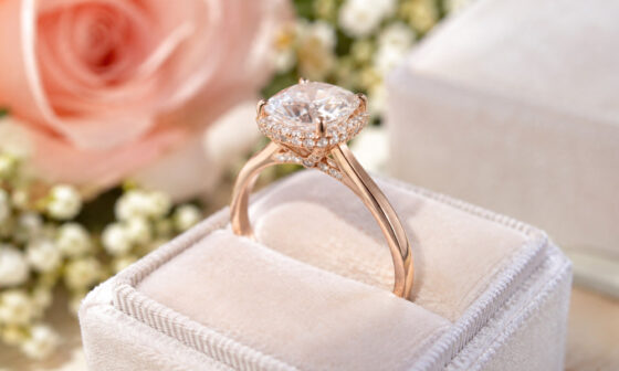 Seasonal Must haves Rose Gold Hidden Halo Engagement Rings
