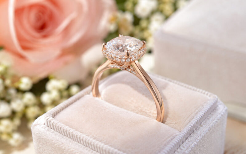 Seasonal Must haves Rose Gold Hidden Halo Engagement Rings